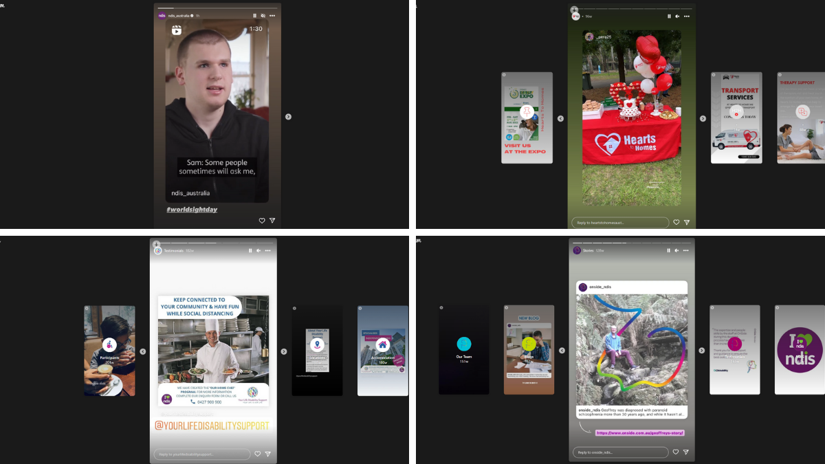 Sample Instagram Profiles of NDIS Providers