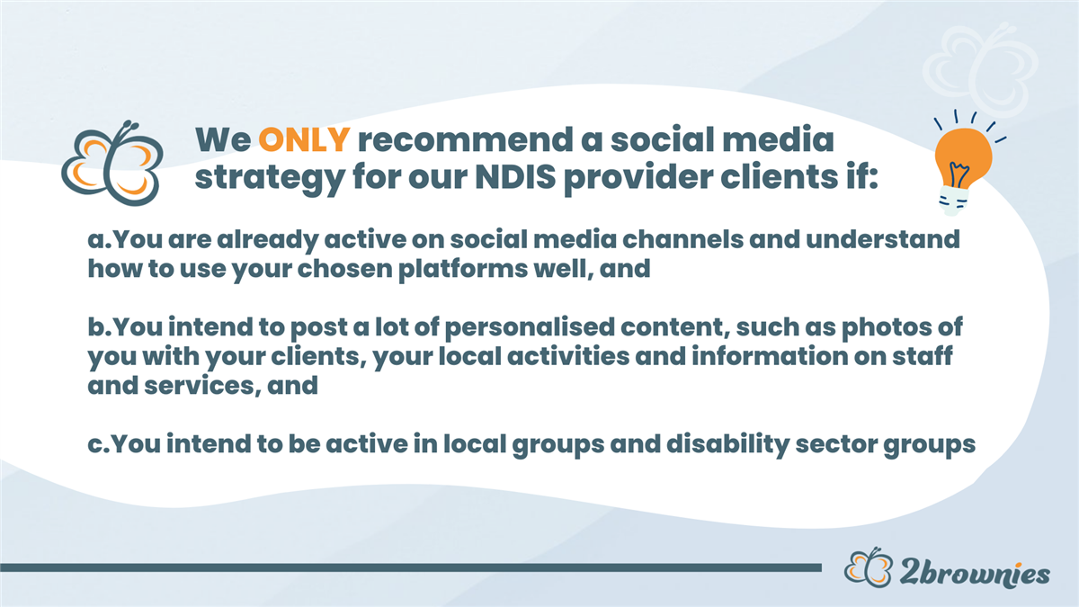 Banner highlighting when a social media strategy is appropriate for NDIS service providers