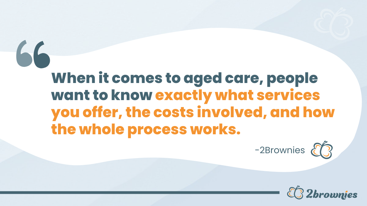 Quote card: 'People want to know exactly what services you offer, the costs involved, and how the whole process works.'