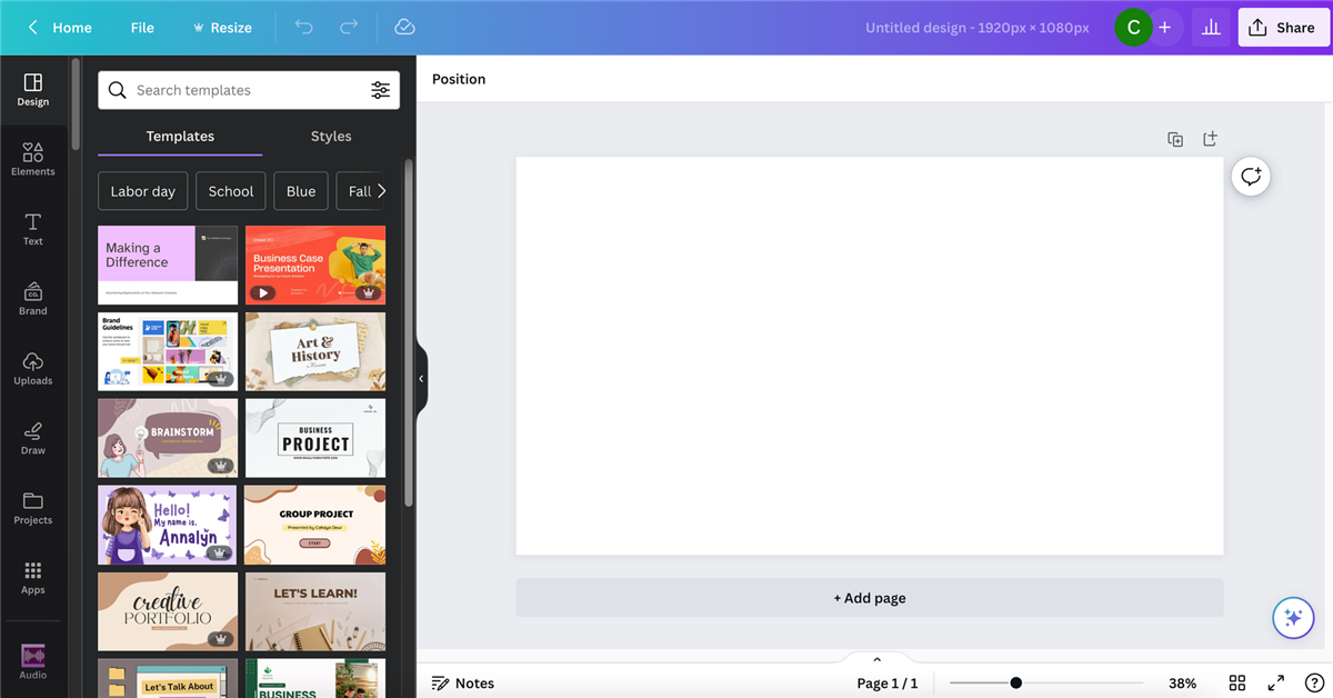 Canva Design interface
