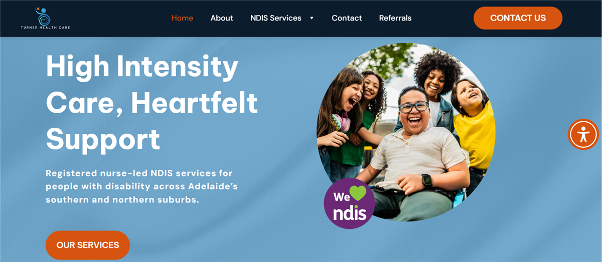 Turner Health Home Page Header with text and an image of young people having fun